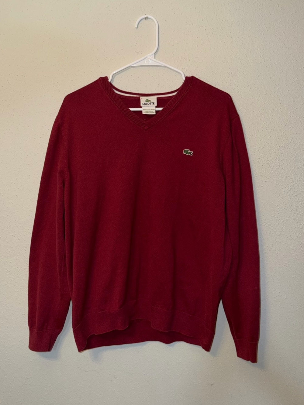 Lacoste Red V-Neck Sweater Pullover